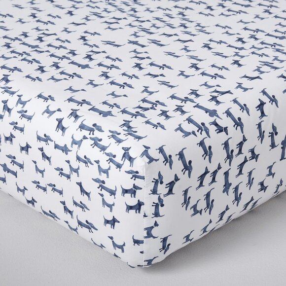 Pottery Barn Kids Watercolor Dog Organic Crib Fitted Sheet - Picture 5 of 5